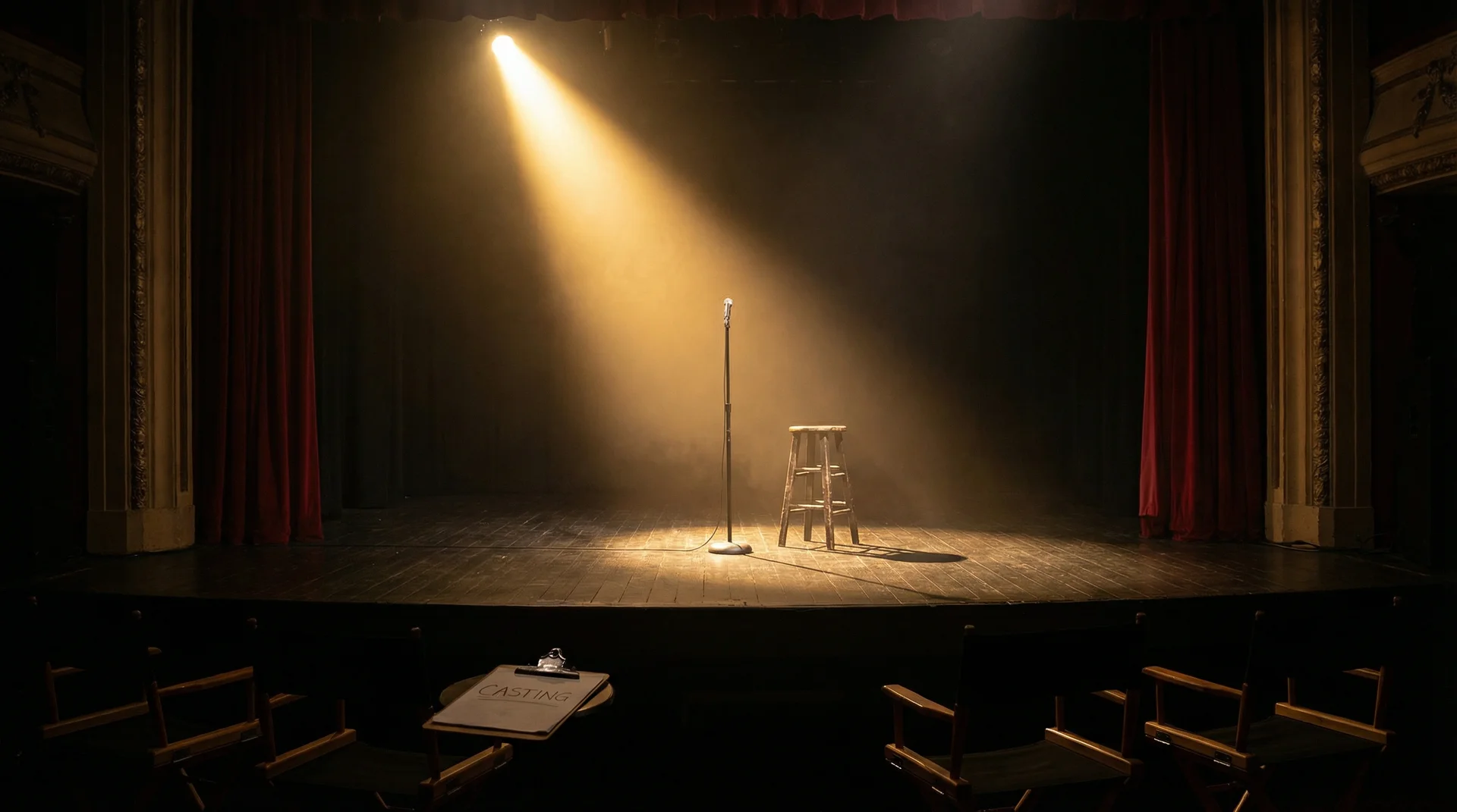 深夜求网站2019 选角现场，聚光灯下的空舞台等待演员登场